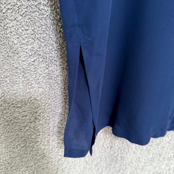 Vince Half Placket pocket long sleeved silk top / tunic Sapphire Blue Large - Picture 7 of 7